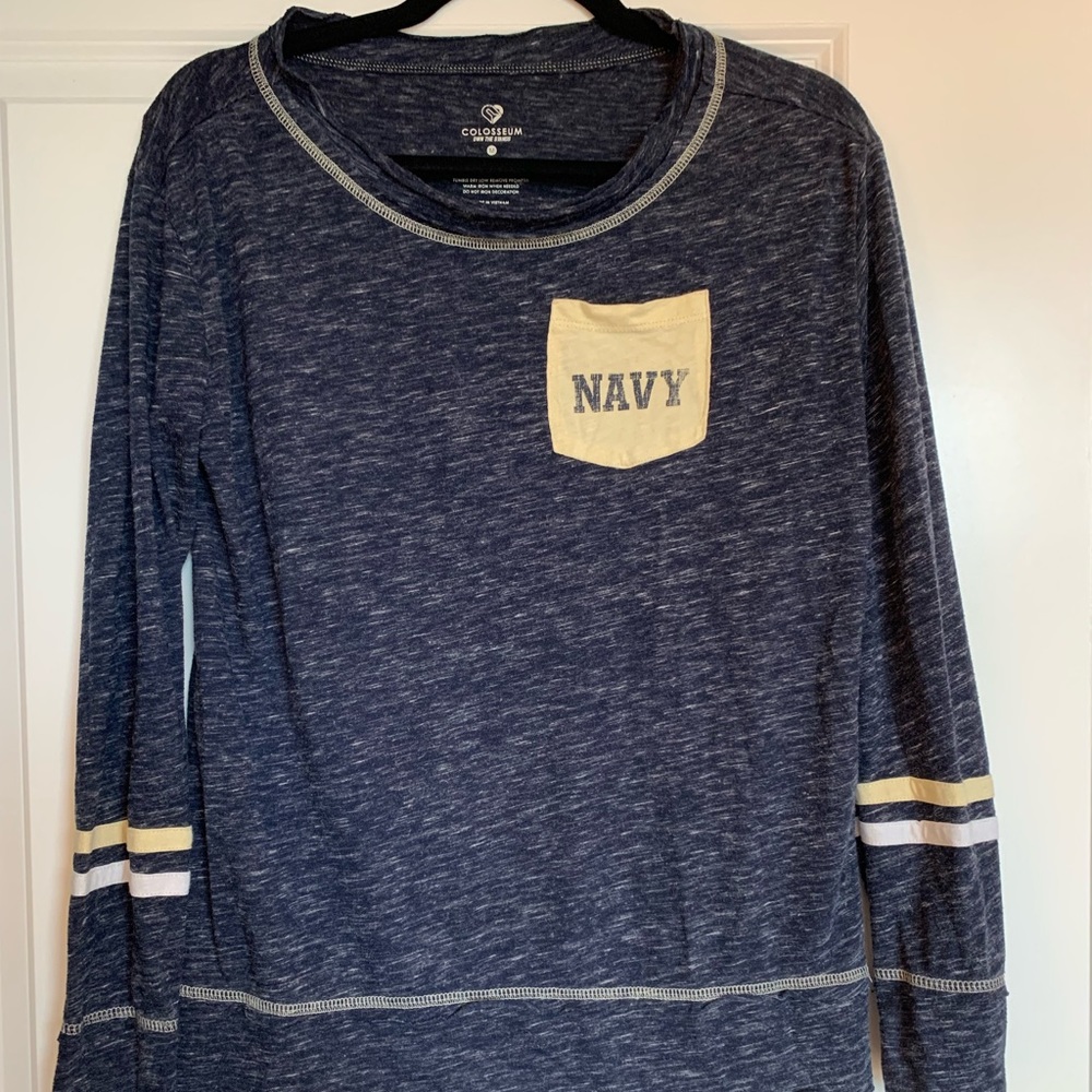 Navy Midshipmen Women’s Long Sleeve Shirt, Heathered Blue